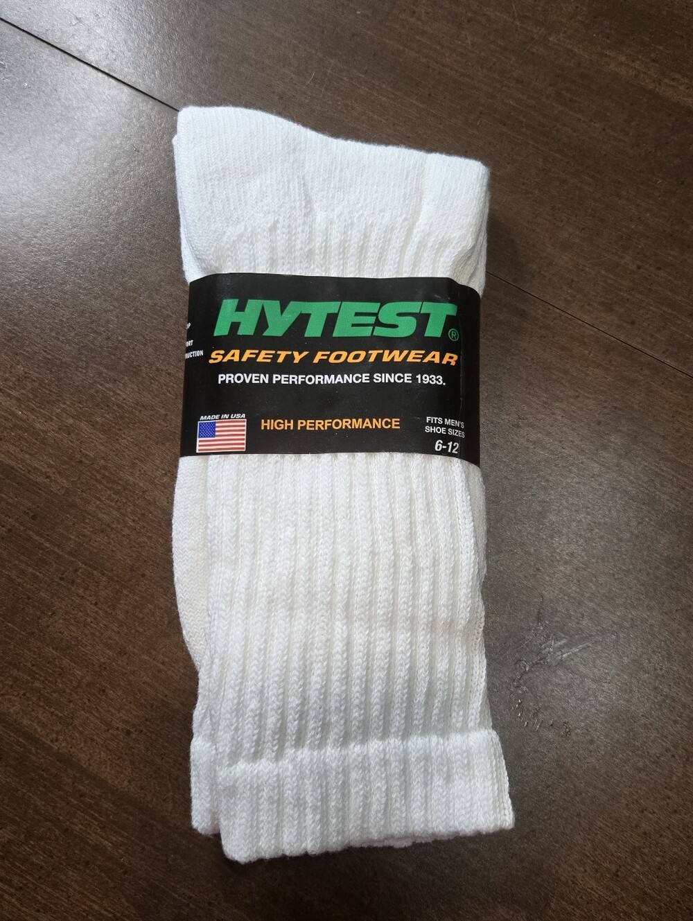 *SALE*New Hytest Safety Footwear Construction Cotton White Crew Socks Men's 6-12